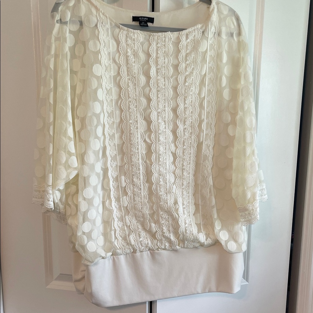 Apt. 9 Cream Lace Dot Blouse